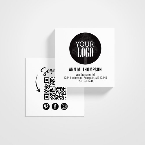 QR Code Social Media Add Your Logo Square Business Card
