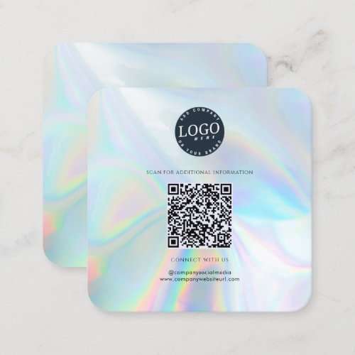 QR Code Social Media and Website Holographic  Square Business Card