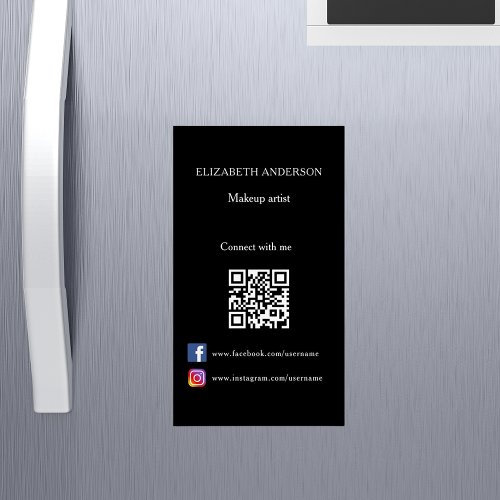 Qr code social media black white business card magnet