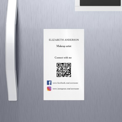 Qr code social media brand color business card magnet