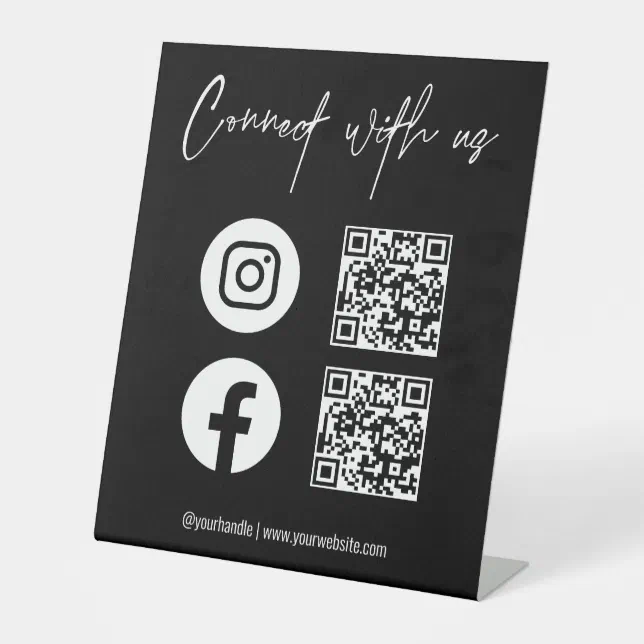 QR Code Social Media Connect With Us Business Pedestal Sign | Zazzle