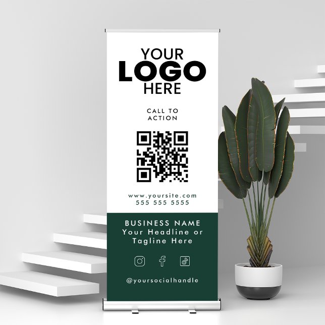 QR Code Social Media Custom Business Company Logo Retractable Banner (Creator Uploaded)