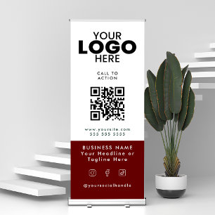 QR Code Social Media Custom Business Company Logo Retractable Banner