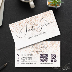 QR Code Social Media Gold Glitter Business Card