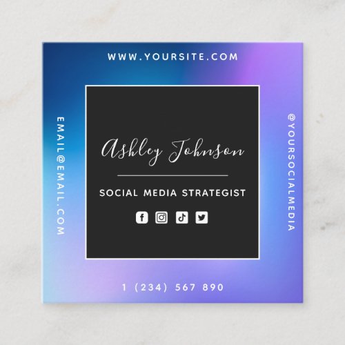 QR Code  Social Media Icon Elegant Ombre Gradient Square Business Card