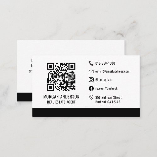 QR Code Social Media Icons Real Estate Business Card