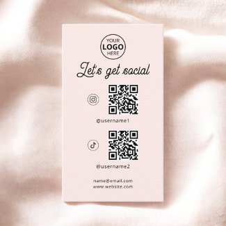 QR Code Social Media Logo Blush Pink Business Card