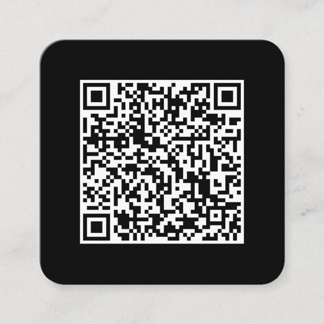 QR code-Social Media-Modern Black and white Square Business Card (Front)