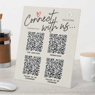 QR code social media Modern script networking Pedestal Sign