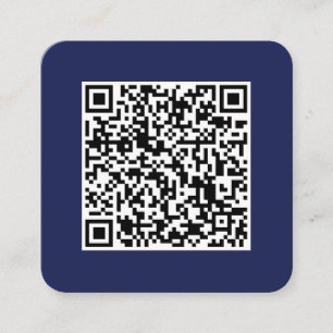 QR code-Social Media-Modern-Simple-Navy Blue Square Business Card