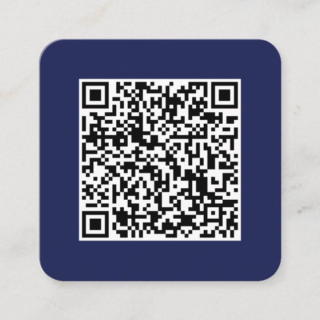 QR code-Social Media-Modern-Simple-Navy Blue Square Business Card (Front)