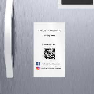 Qr code social media white black business card magnet