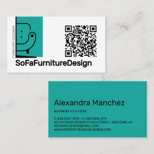 QR Code Sofa Interior Design Architect Furniture Business Card