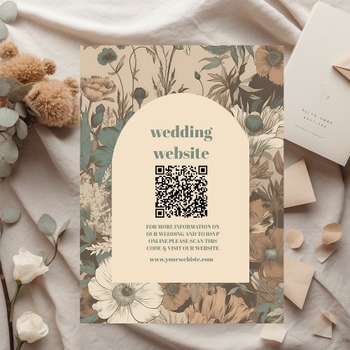 qr code Soft muted earth tones Wildflowers Wedding Enclosure Card