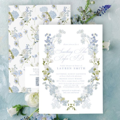 QR Code Something Blue Before I Do Bridal Shower Invitation