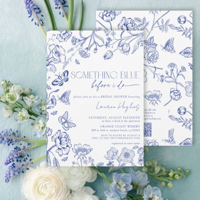 QR Code Something Blue Before I Do Bridal Shower Invitation (Creator Uploaded)