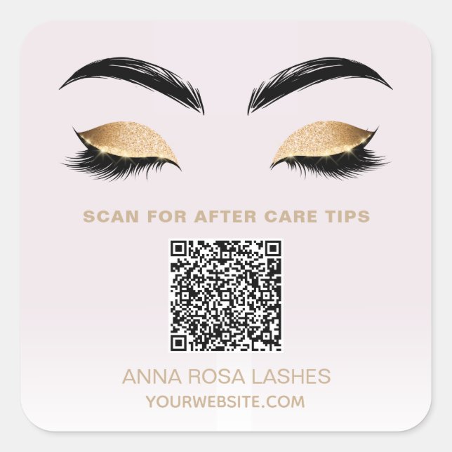 *~* QR Code Spa Expo EYES BROW LASH Shop Salon   S Square Sticker (Front)
