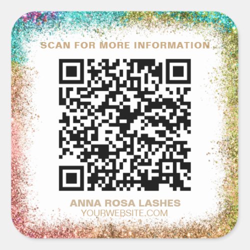  QR Code Spa Expo RAINBOW FRAME Shop Salon  Square Sticker