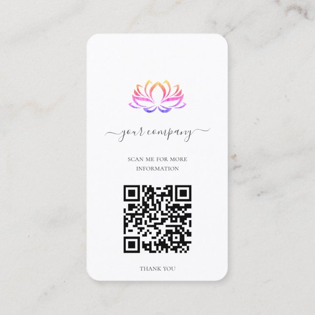 QR Code Spa Therapist Lotus Business Card (Back)