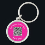 QR Code Special Text Your Colors Keychain Gift<br><div class="desc">Choose Colors and Font - Your Special QR Code Info and Custom Text Personalized Modern Gift - Add Your QR Code - Image or Logo - photo / Text - Name or other info / message - Resize and Move or Remove / Add Elements - Image / Text with Customization...</div>