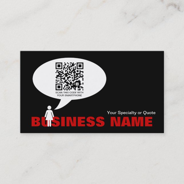 qr code speech bubble business card (Front)