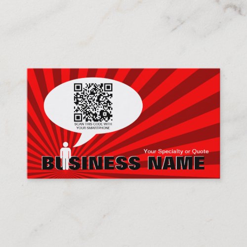 qr code speech bubble (red rays) business cards