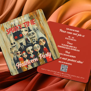 QR Code Spooky Time Halloween Invitation
