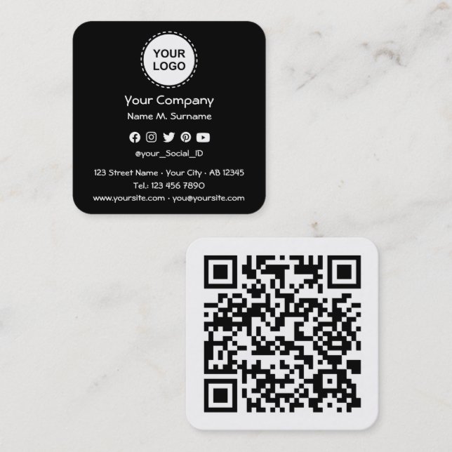 QR Code Square Business Card (Front/Back)