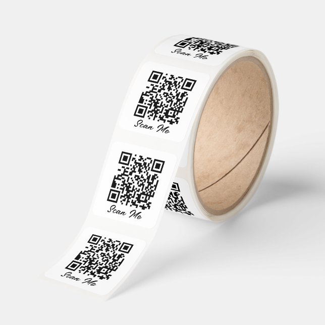 QR code square scan me Square Sticker (Roll)