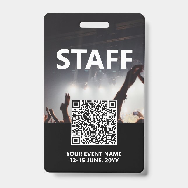 Qr Code Staff Badge Custom Event Access Pass (Front)