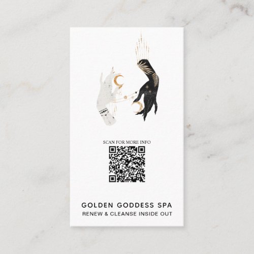  QR Code Stars Moon Mystic Hands Gold Spa Business Card