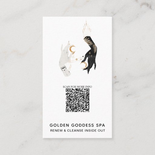 Customizable *~* QR Code Stars Moon Mystic Hands Gold Spa Business Card