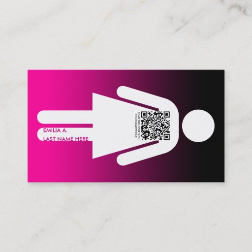 Customizable qr code stick figure business card template