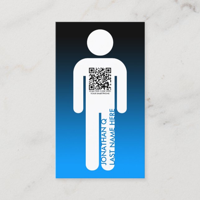 qr code stick figure business card (Front)