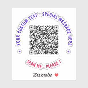 QR Code Sticker Scan Info and Text - Your Colors