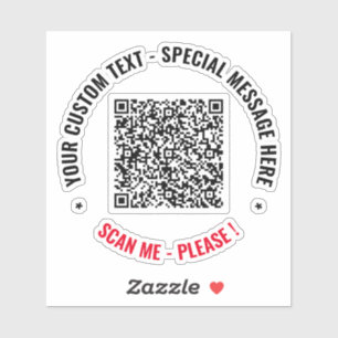 QR Code Sticker Scan Info Custom Text and Colors
