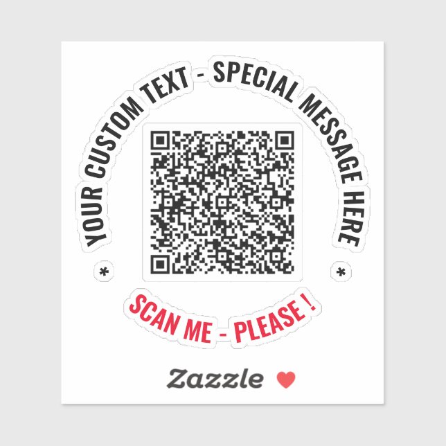 QR Code Sticker Scan Info Custom Text and Colors (Sheet)
