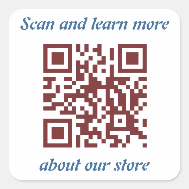 QR Code store's information template Square Sticker (Front)