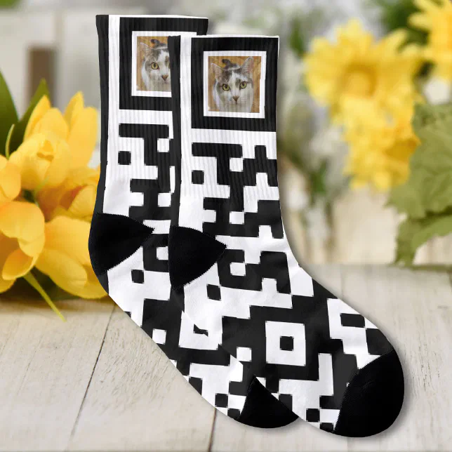 QR Code Style Custom Photo Cool Personalized Socks | Zazzle