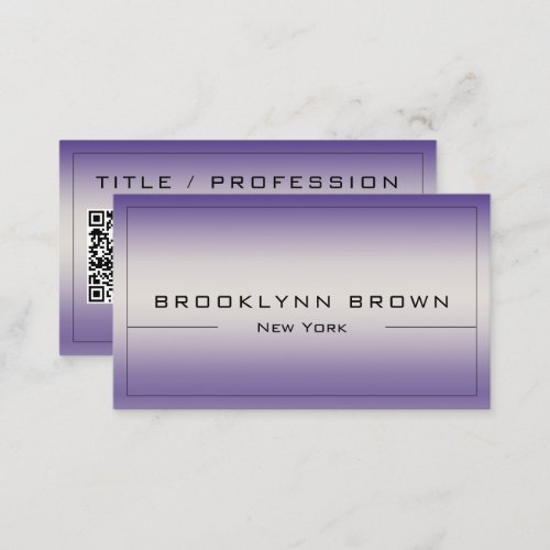 QR Code Stylish Dark Purple Color Gradient Classy Business Card