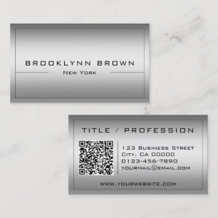 QR Code Stylish Dark Silver Color Gradient Classy Business Card