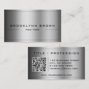 QR Code Stylish Dark Silver Color Gradient Classy Business Card