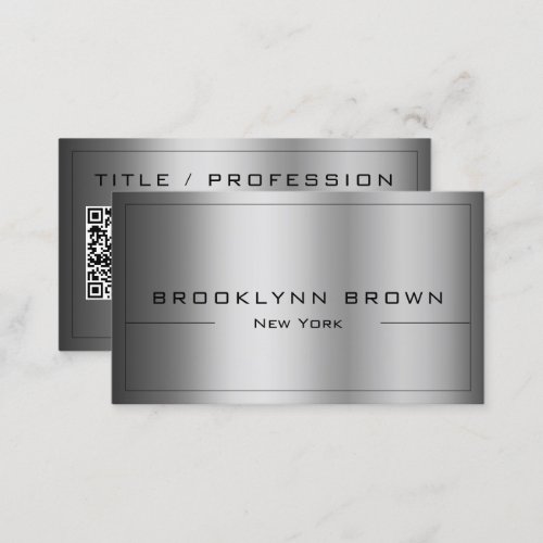 QR Code Stylish Dark Silver Color Gradient Classy Business Card