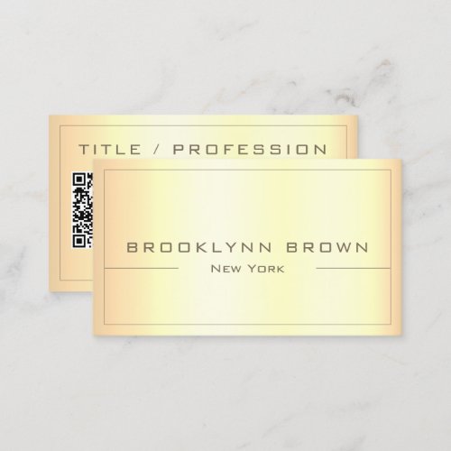 QR Code Stylish Light Gold Color Gradient Classy Business Card