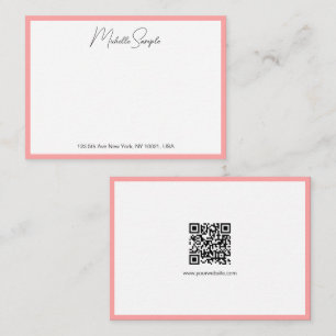 QR Code Stylish Modern Handwritten Script Name Note Card