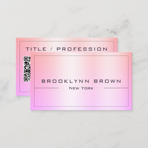 QR Code Stylish Rainbow Pink Color Gradient Classy Business Card