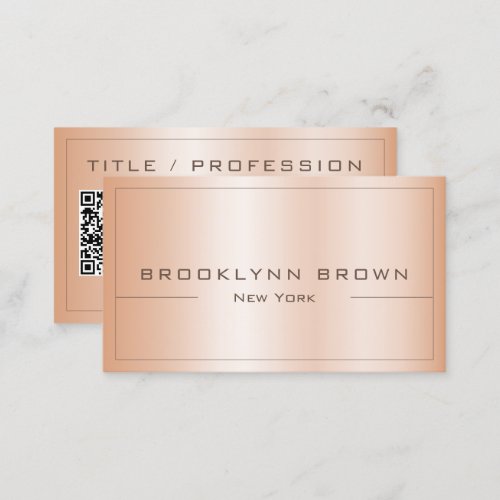 QR Code Stylish Rose Gold Color Gradient Classy Business Card