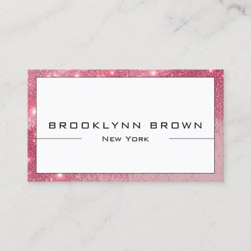 QR Code Stylish Rose Pink Luminous Glitter Classy Business Card