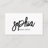 QR Code Stylish Script Girly Minimal White Business Card (Front)