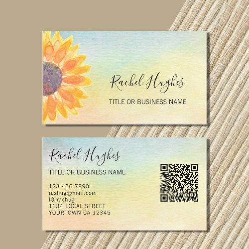 QR Code Sunflower  Business Card